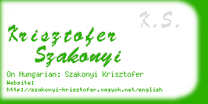 krisztofer szakonyi business card